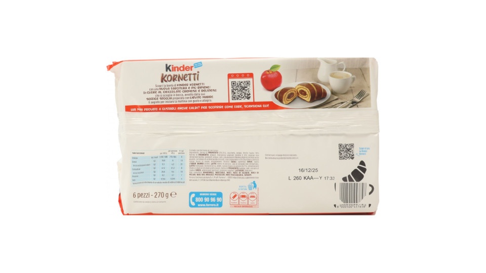 Kinder Kornetti Cioccolato 6 x 42 g