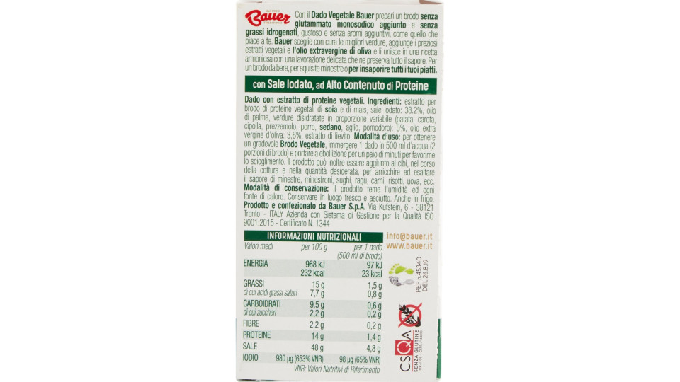Bauer Vegetale Dadi per insaporire i tuoi piatti 8 x 10 g
