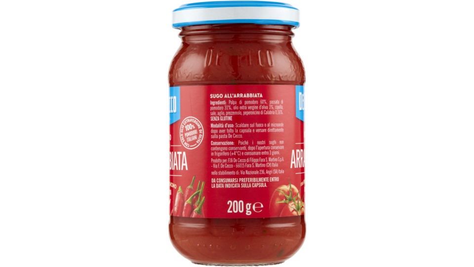 De Cecco Sugo alla Arrabbiata con Peperoncino di Calabria 200 g