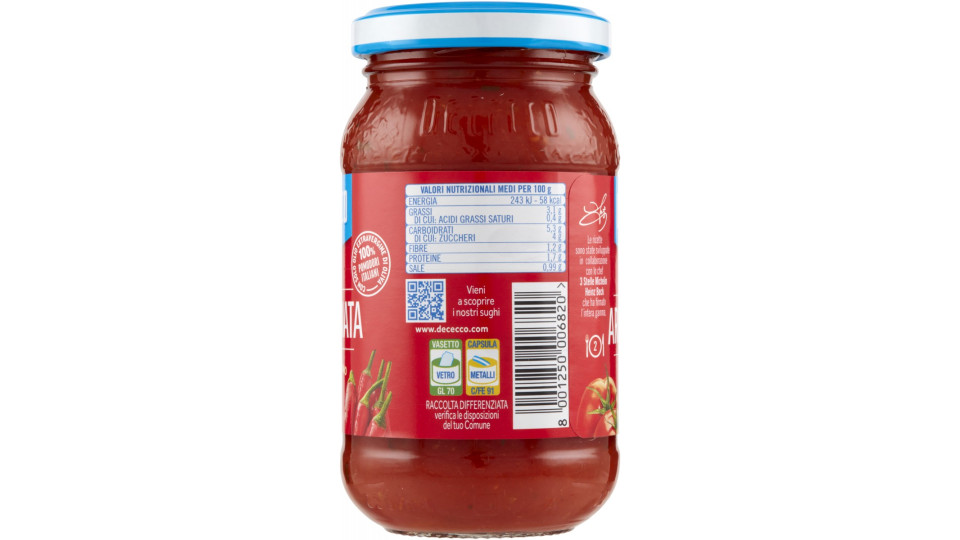 De Cecco Sugo alla Arrabbiata con Peperoncino di Calabria 200 g