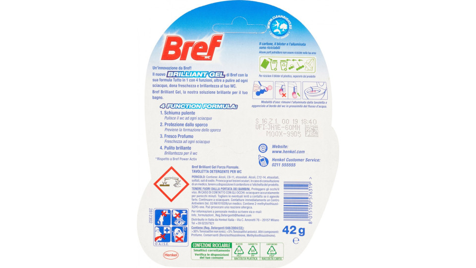 BREF WC Brilliant Gel Tutto in 1 Forza Floreale 2 x 42 g
