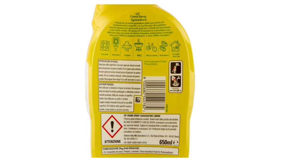 Cif Greenactive Crema Spray Limone 650 ml