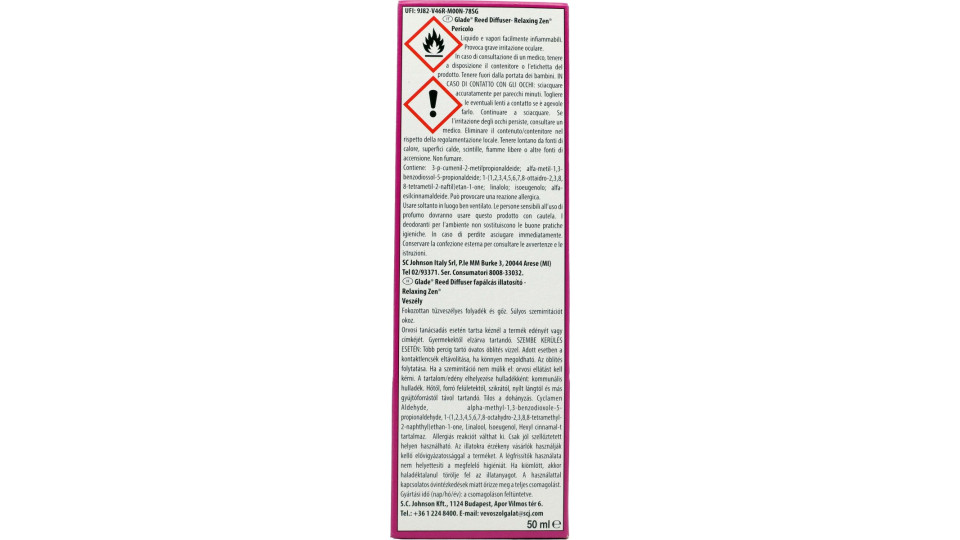 Glade Diffusore a Bastoncini, Fragranza Relaxing Zen 50 ml