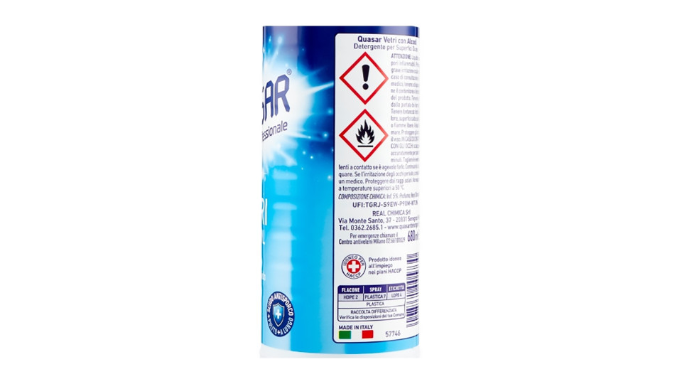 Quasar Vetri con Alcool 580 ml