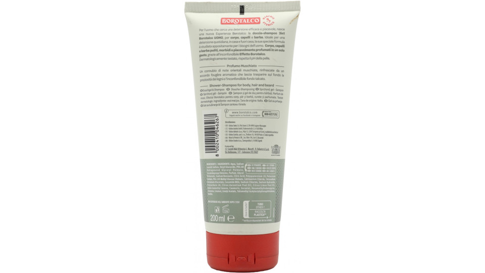 Borotalco Uomo 3in1 Profumo Muschiato Doccia-Shampoo 200 ml