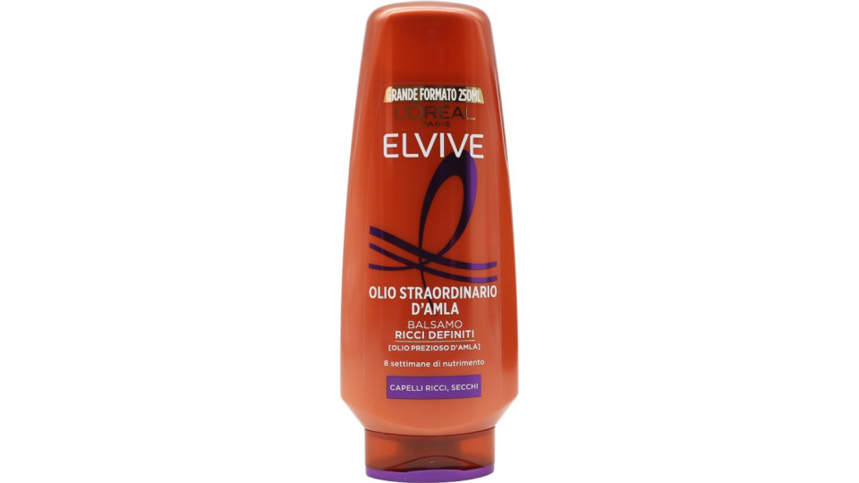 Elvive Olio Straordinario d'Amla Balsamo Ricci Definiti, per Capelli Ricci, Secchi, 250 ml