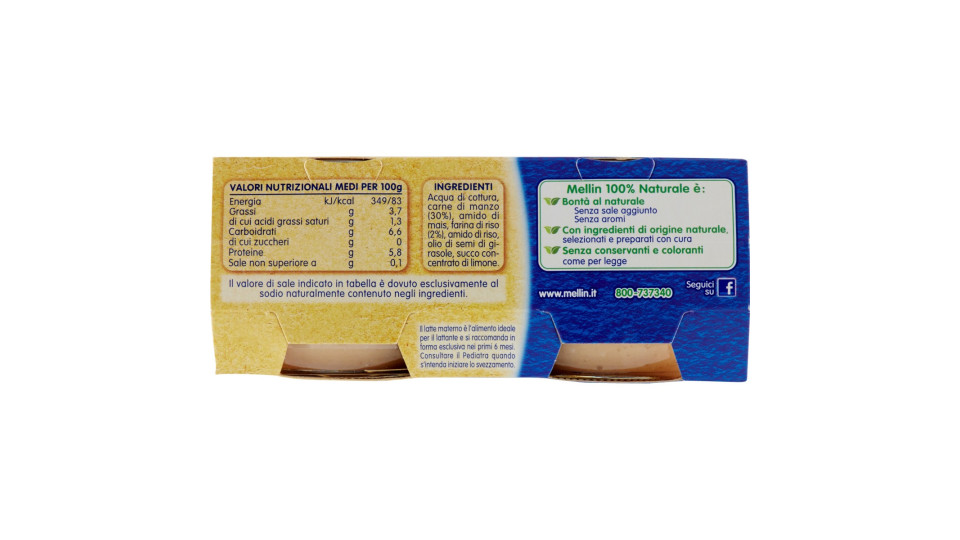 Mellin Ceci 100% Naturale Omogeneizzato 2 x 80 g