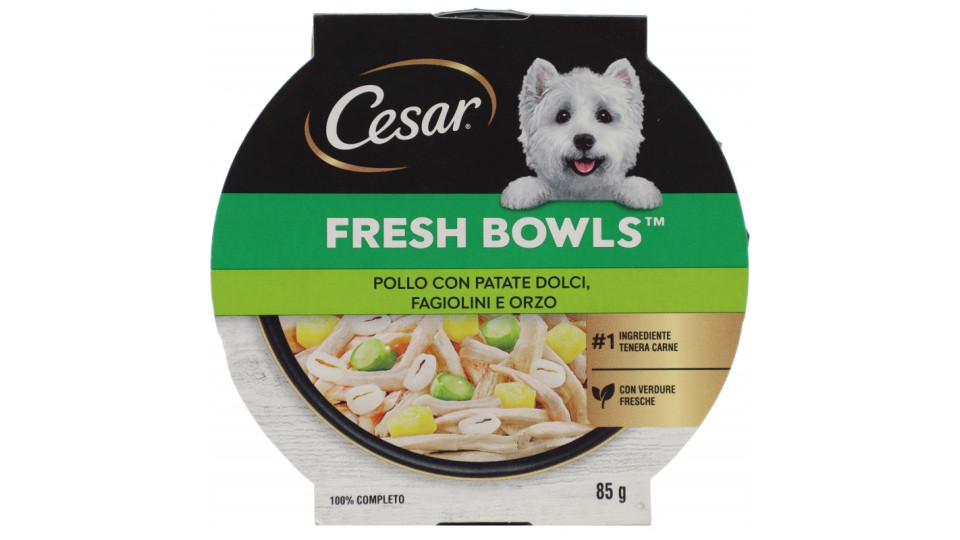 Cesar Fresh Bowls Cibo umido Cane Pollo Patate dolci 85 g