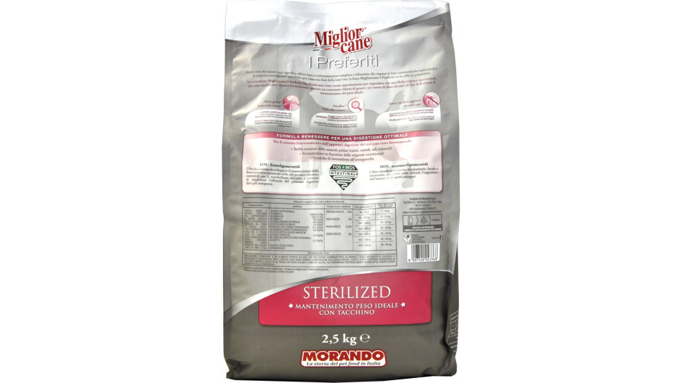 Migliorcane I Preferiti Sterilized Mantenimento Peso Ideale con Tacchino 2,5 kg