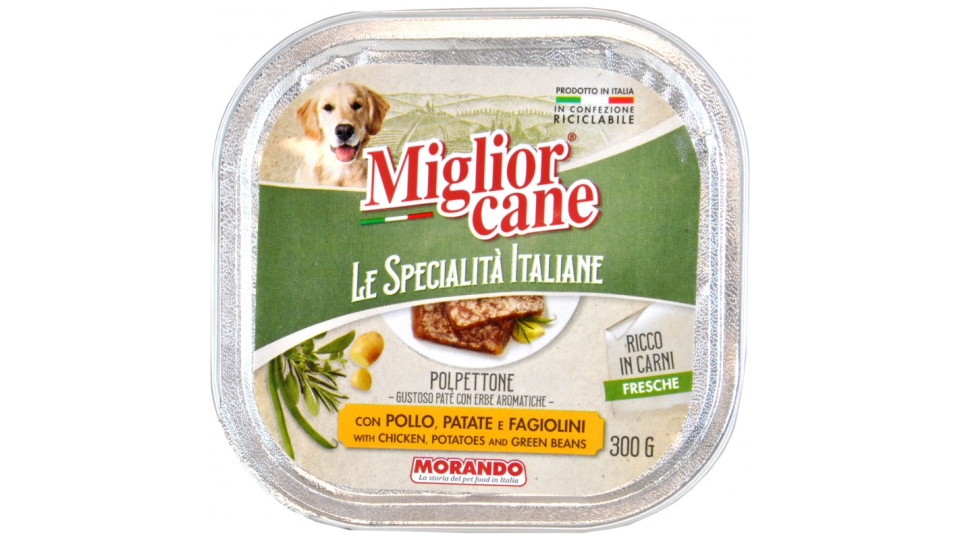 Migliorcane Le Specialità Italiane Polpettone con Pollo, Patate e Fagiolini 300 G