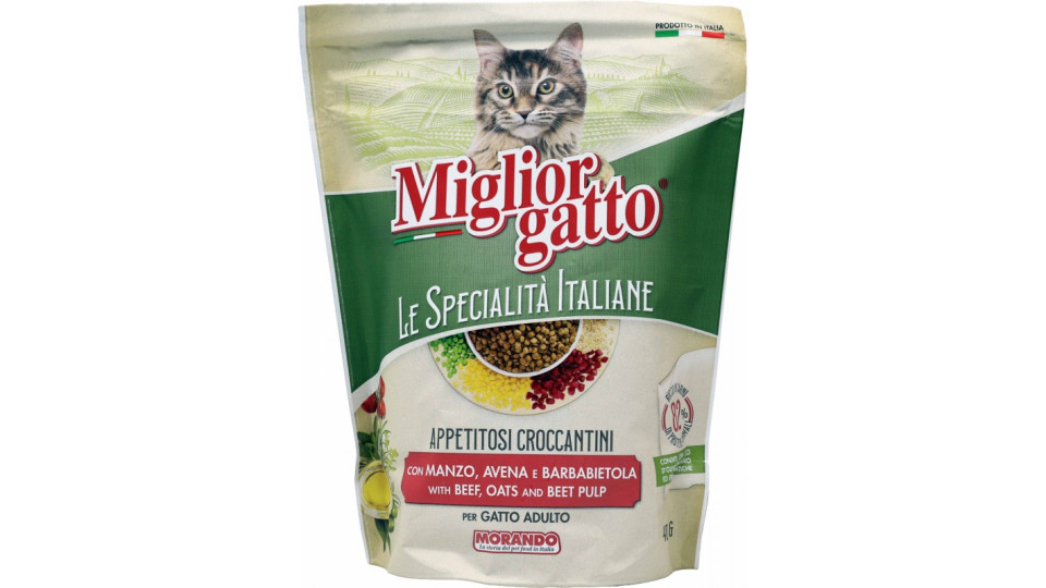 Migliorgatto Le Specialità Italiane Croccantini Manzo, Avena e Barbabietola per Gatto Adulto 400 G