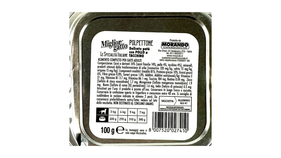 Migliorgatto Le Specialità Italiane Polpettone con Pollo e Tacchino 100 G