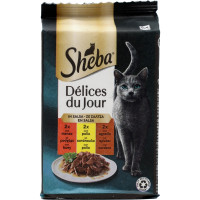 Sheba Délices du Jour Cibo Umido Gatto in Salsa con Manzo, Pollo e Agnello 6 x 50 g