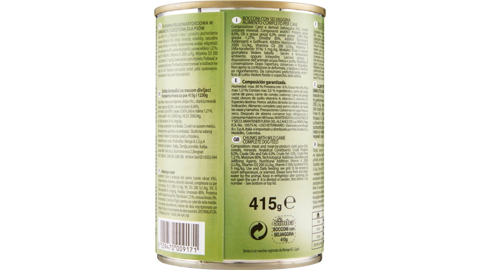 Simba Bocconi con Selvaggina 1230 g