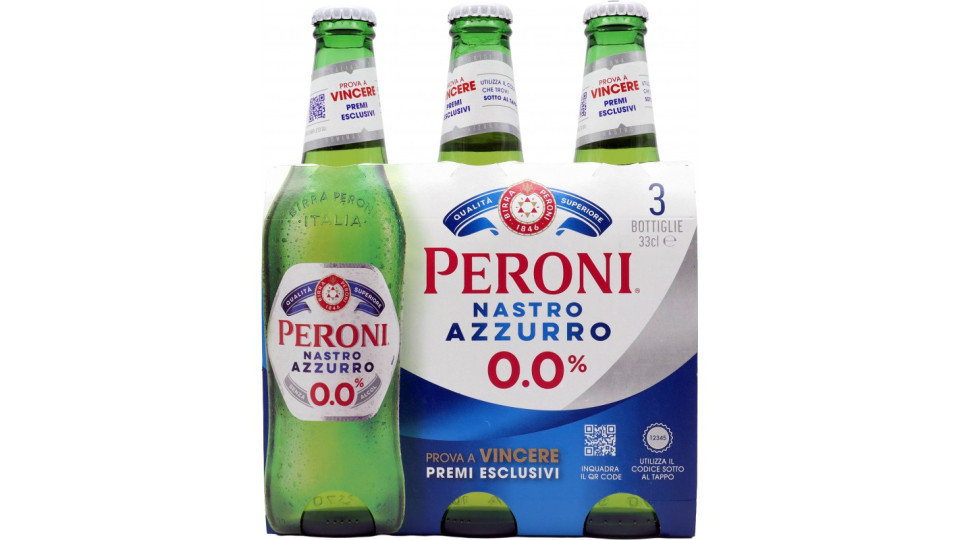 Peroni Nastro Azzurro 0.0% Birra 3 x 33 cl