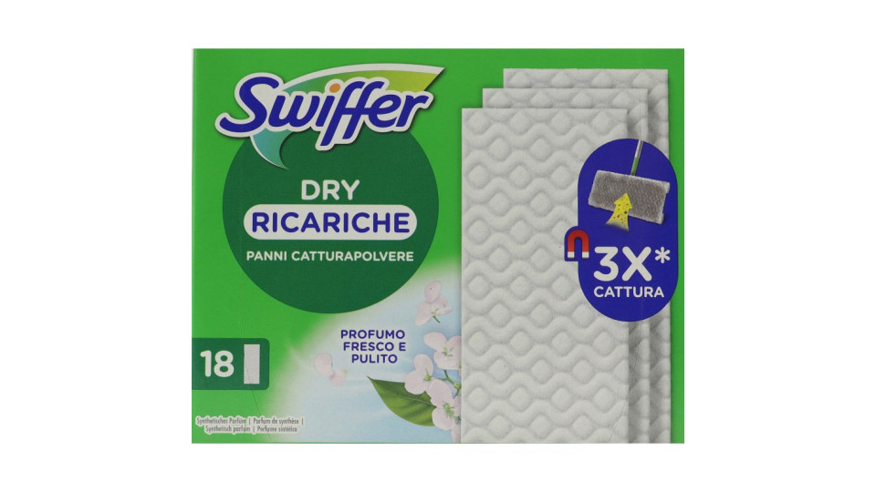Swiffer Panni Catturapolvere per Scopa Swiffer Profumo Fresco e Pulito - Ricarica 18 Panni