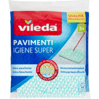 Vileda Igiene Super - panni per pulire tutti i tipi di pavimento, con 50% in microfibra, 3x 45x50 cm
