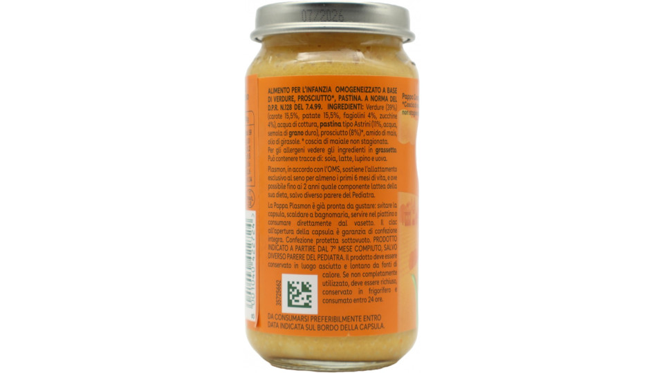 Plasmon la Pappa Verdure, Prosciutto* e Pastina 200 g