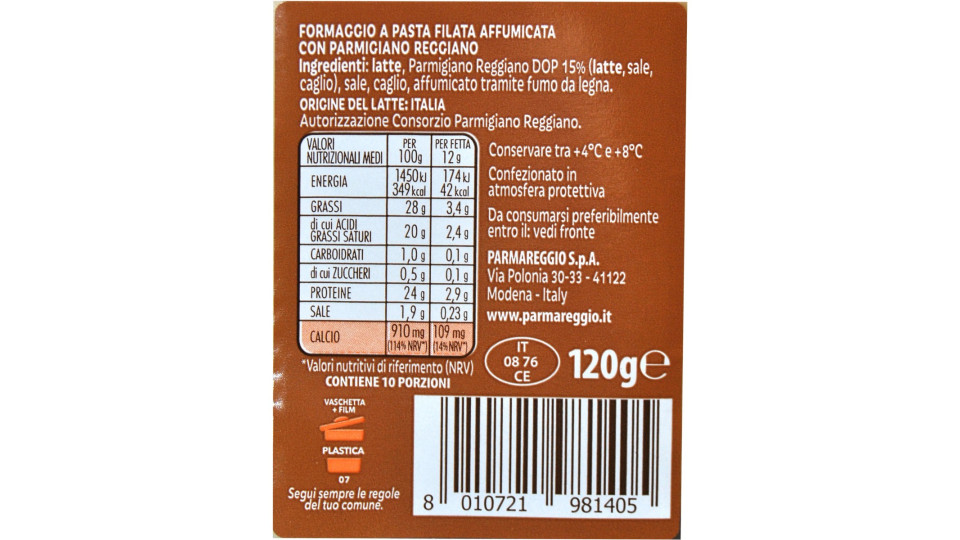 Parmareggio Formaggio a Fette con 15% di Parmigiano Reggiano 120 g