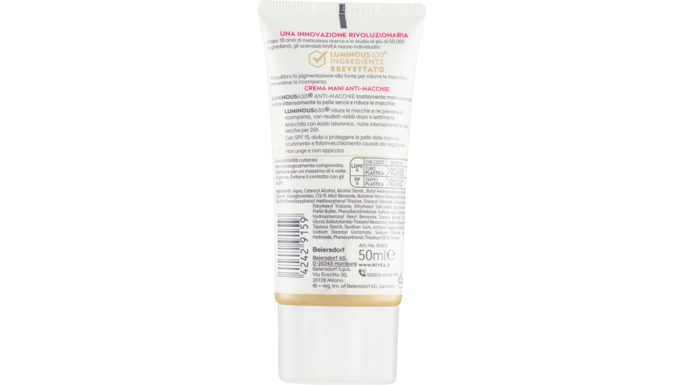 Nivea Luminous630 Anti-Macchie Crema Mani Anti-Macchie Trattamento Avanzato SPF 15 50 ml