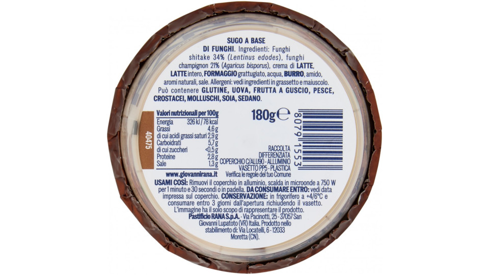 Sugo Fresco Ai Funghi 180 G