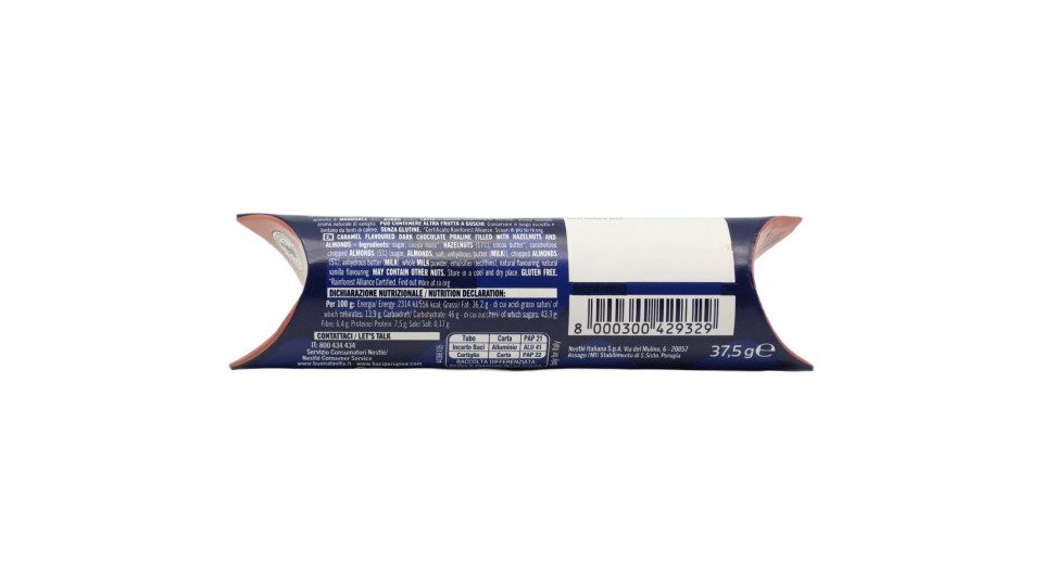 Baci Perugina Caramellato Alle Mandorle Cioccolatini Fondenti Ripieni Al Gianduia Tubo 37,5g
