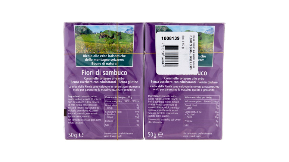 Ricola Fiori Di Sambuco Senza Zucchero 2 X 50 G