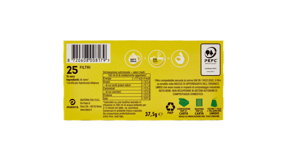 Lipton Yellow Label Classico 50 Filtri 75 G