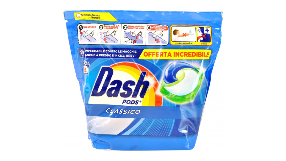 Dash Pods Detersivo Lavatrice In Capsule, Classico, 30 Lavaggi 543 G