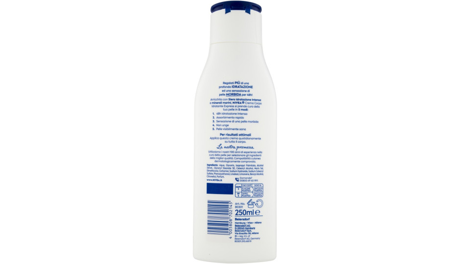 Nivea Crema Corpo Idratante Express Pelle Normale O Secca 500 Ml