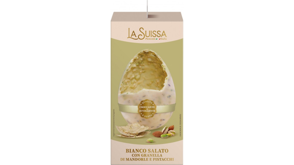 La Suissa Uovo di Cioccolato Bianco con Granella Salata di...