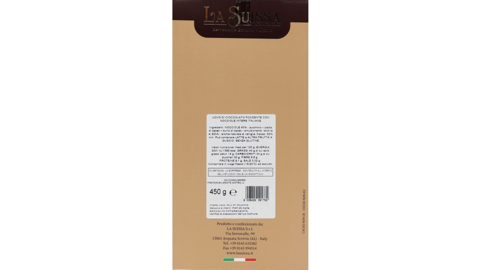 LA Suissa uovo nocciola fondente gr.450