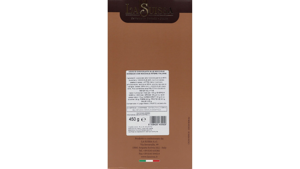 La Suissa uovo nocciola gianduia gr.450