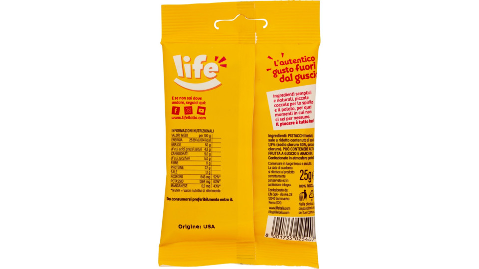 Life Pistacchi Salati con Guscio 25 gr.