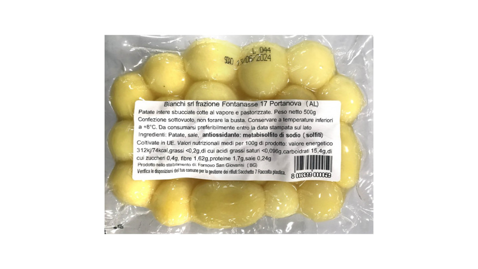 Patate intere sbucciate precotte gr.500