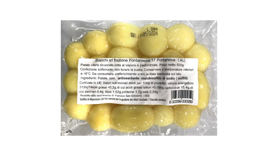 Patate intere sbucciate precotte gr.500