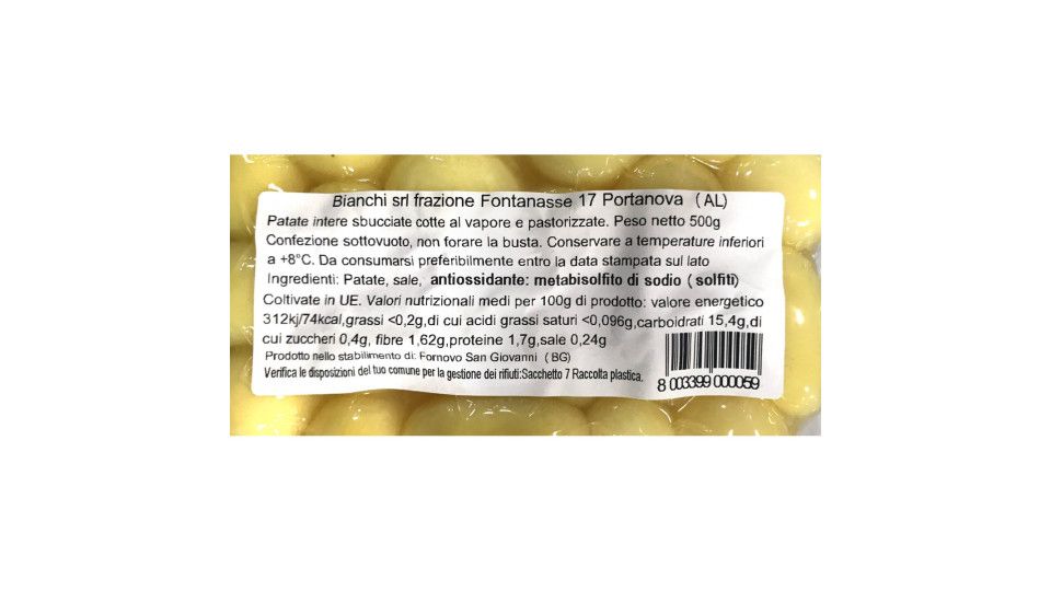 Patate intere sbucciate precotte gr.500