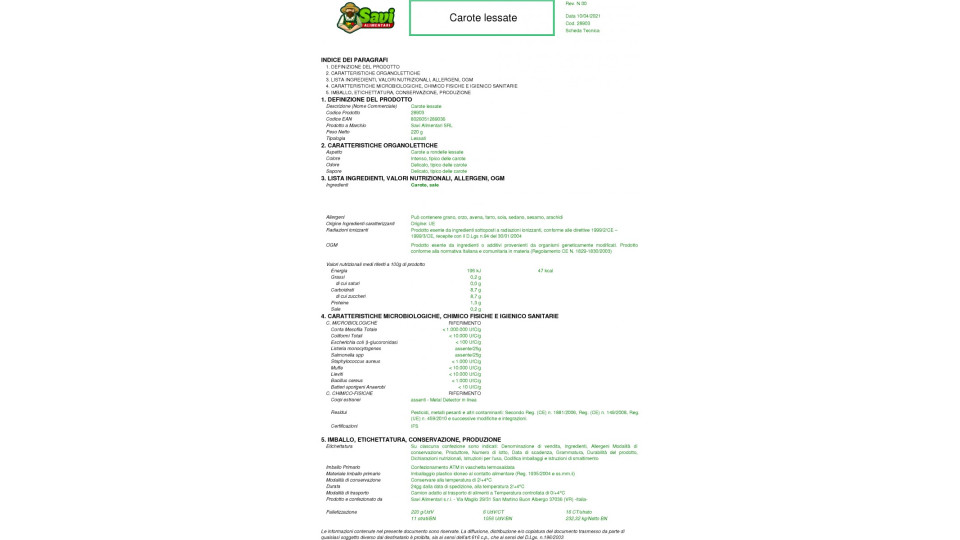 Savi carote lessate gr.220