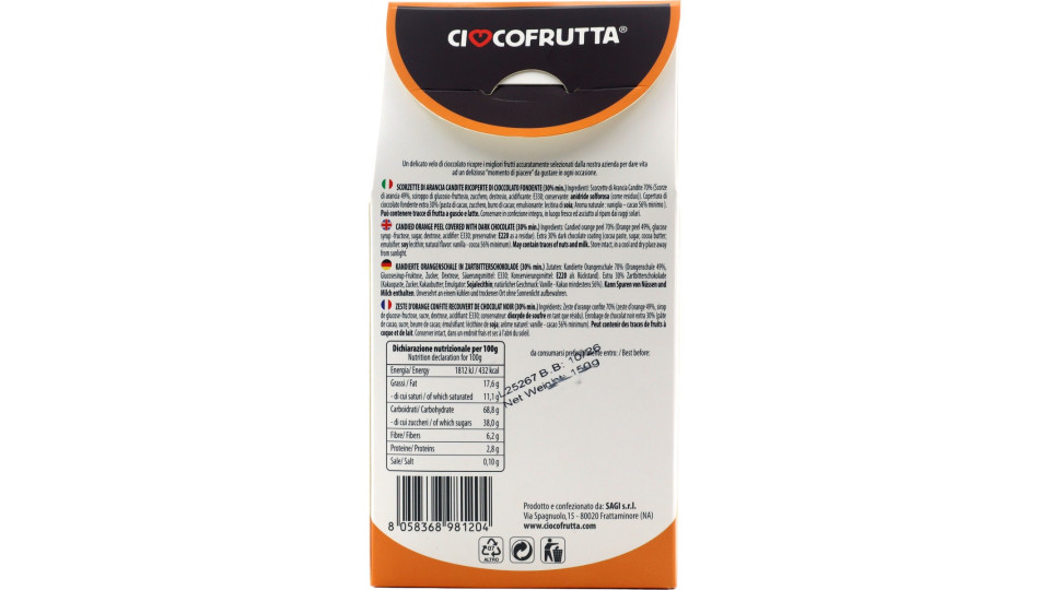 Sagi scorzette arancia e cioccolato fondente gr.150