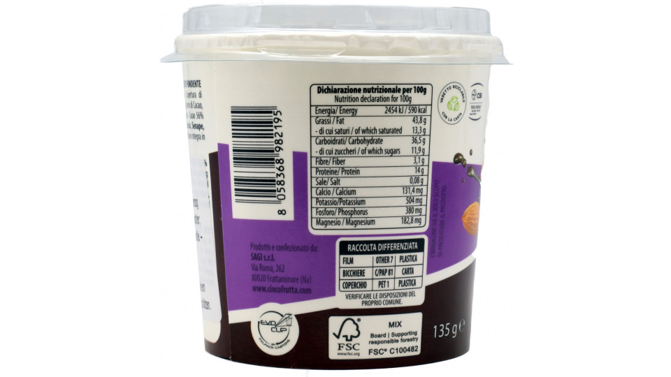 Sagi Ciocofrutta mandorle ricoperte di cioccolato fondente gr.135
