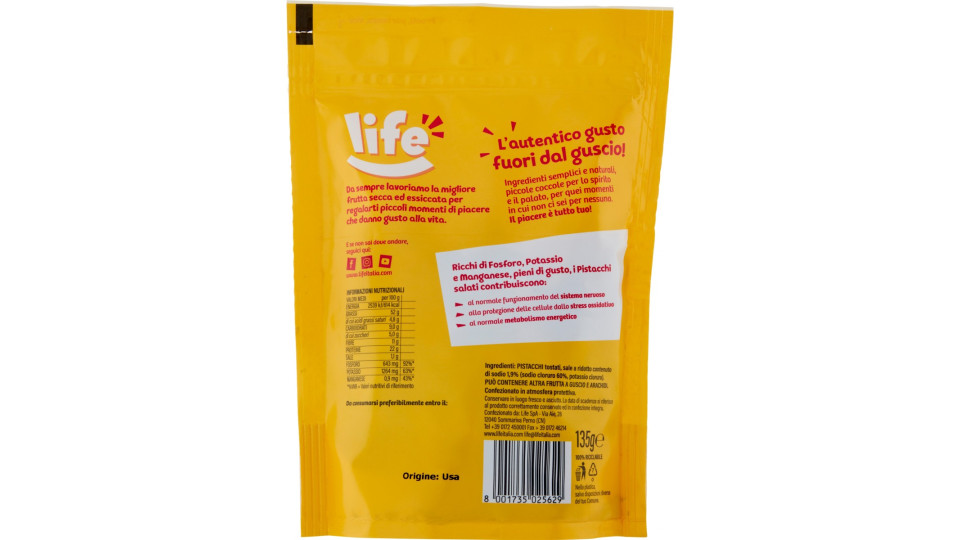 Life Pistacchi Salati con Guscio 135 gr.