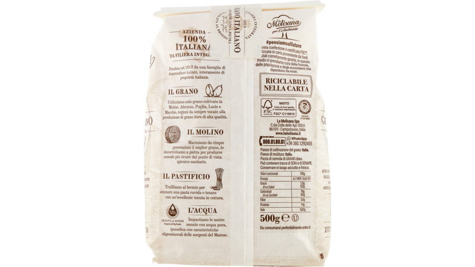 La Molisana pasta ziti tagliati n.36 gr.500