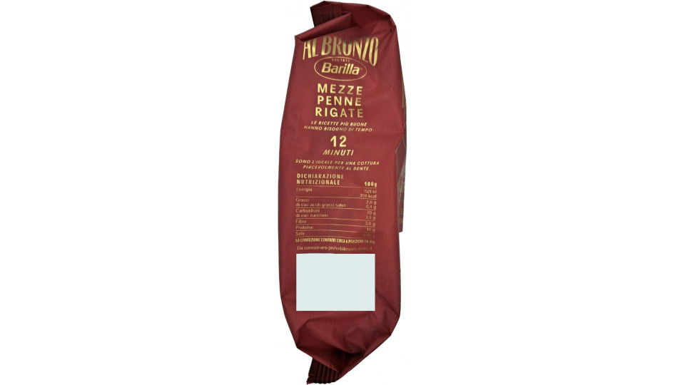 Barilla Al Bronzo Pasta Mezze Penne Rigate 500g