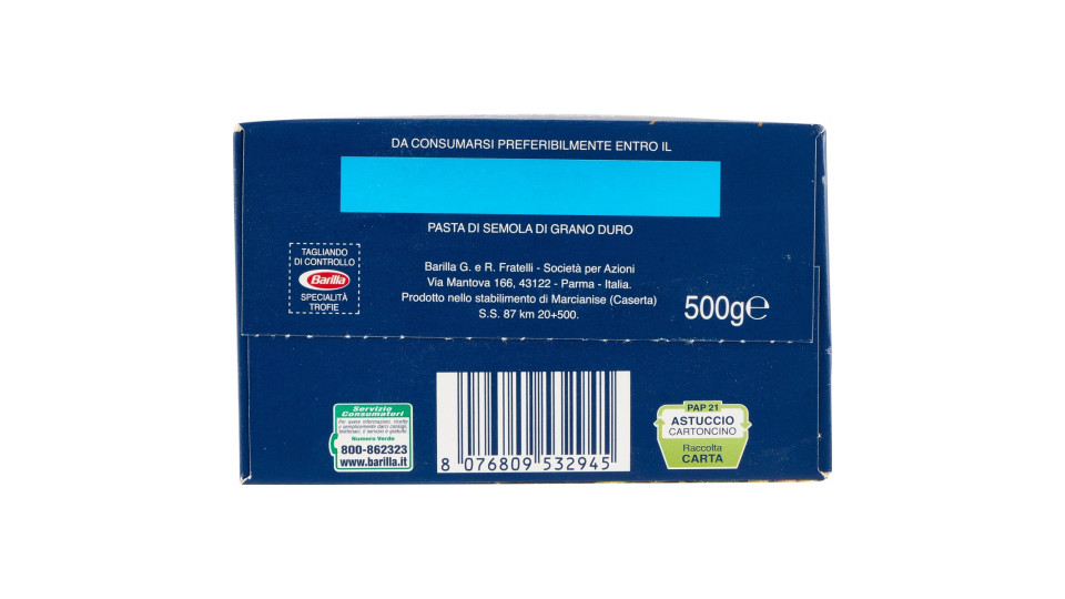 Barilla Pasta Specialità Trofie 100% grano italiano 500 g