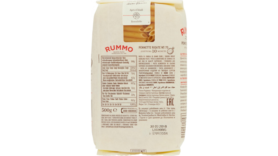 Rummo pasta pennette rigate n.70 gr.500