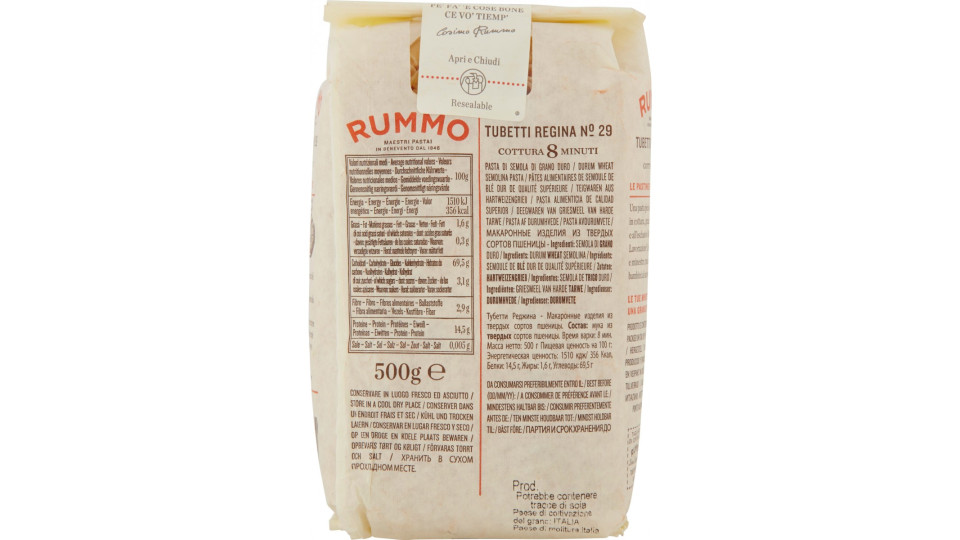 Rummo pasta tubetti regina n.29 gr.500