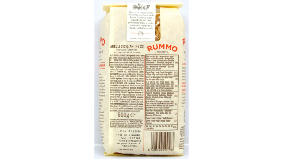 Rummo pasta anellini siciliani n.23 gr.500