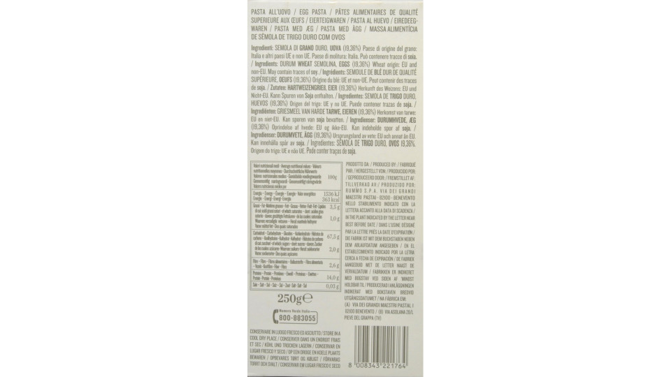Rummo pasta all'uovo cannelloni n.176 gr.250
