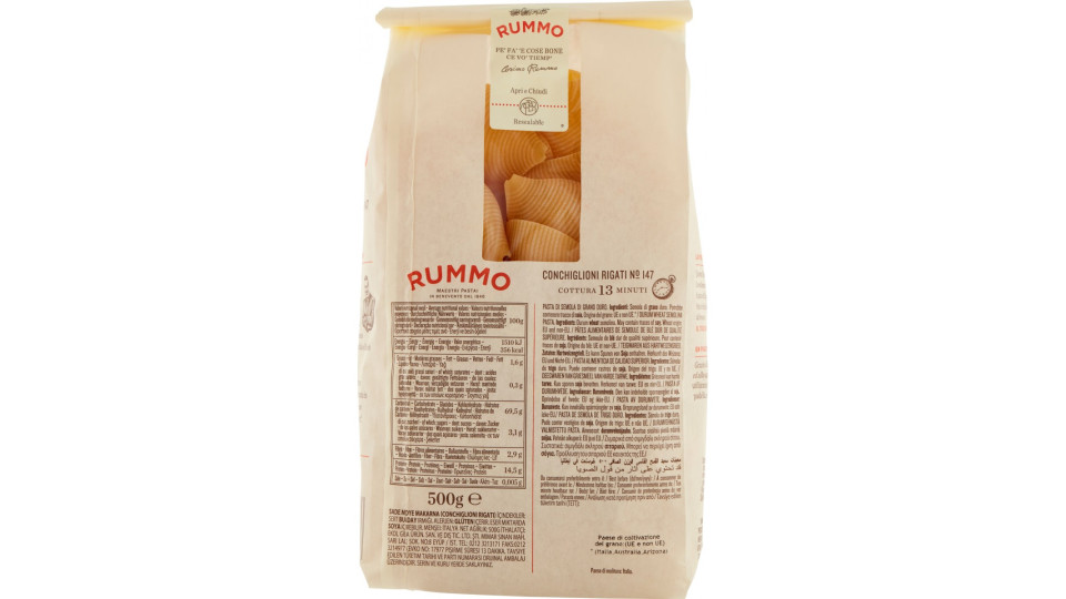 Rummo Le Leggendarie pasta Conchiglioni Rigati № 147 500 gr.