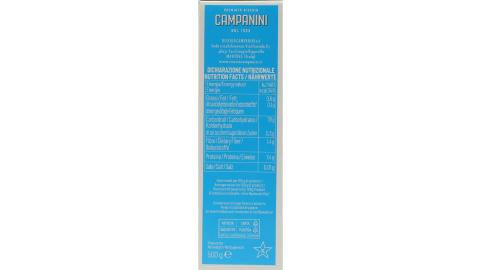 Campanini riso arborio astuccio sotto vuoto gr.500